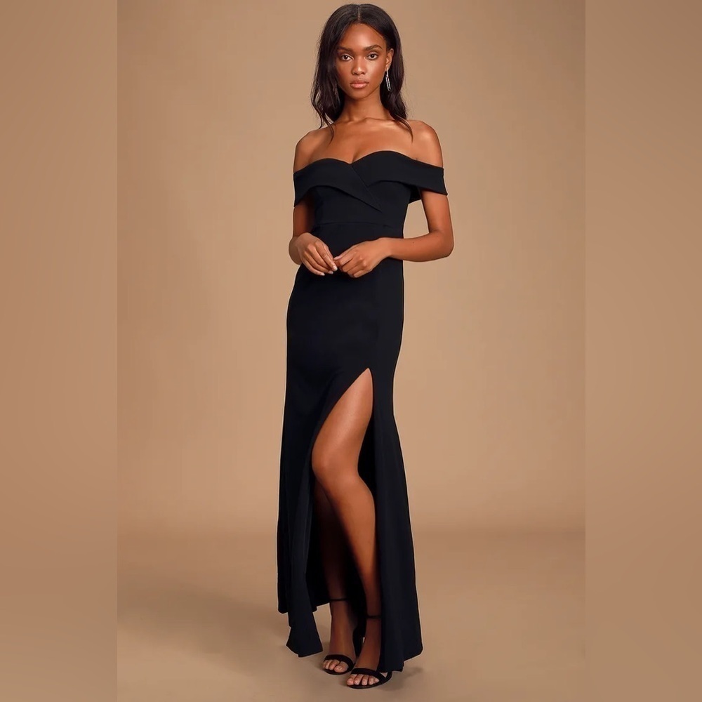 Lulus Song of Love Black Off-the-Shoulder Maxi Dress